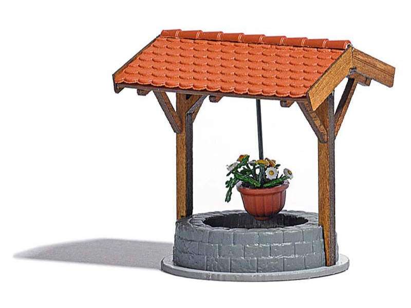 Fontaine avec suspension &agrave; fleurs en kit, &eacute;chelle H0- 1/87