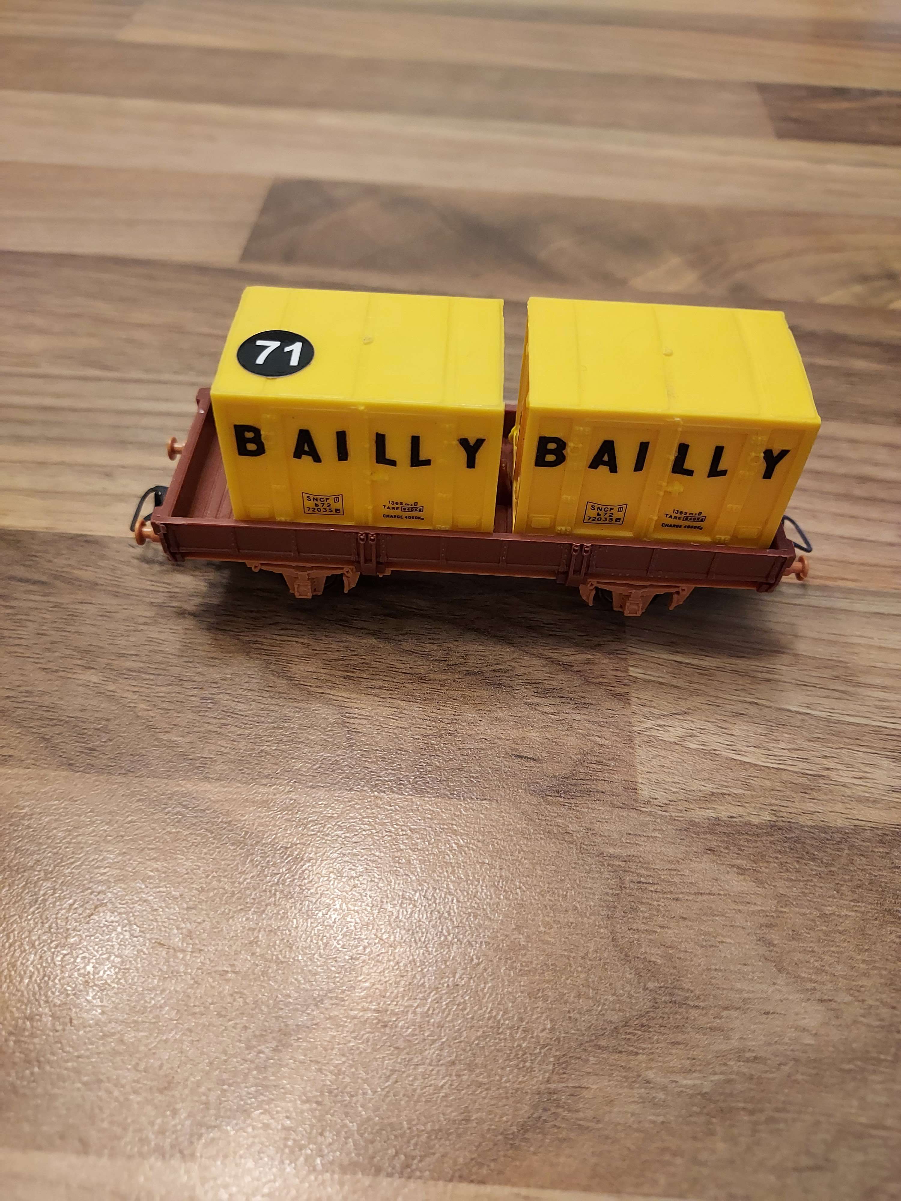 Jouef wagon porte conteneur baiilly HO ref 71