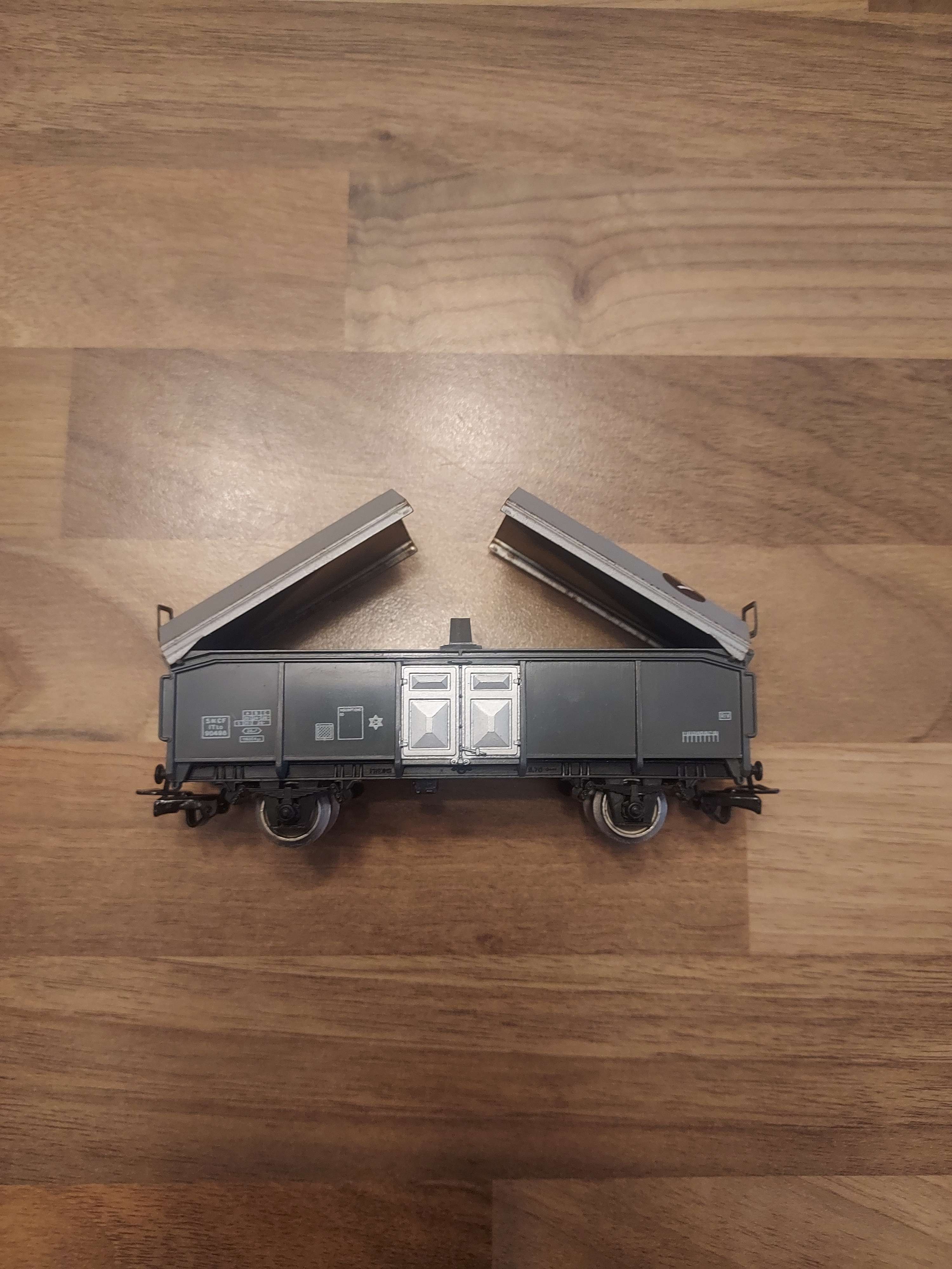 Wagon Jouef Marchandises Tombereau Toit Coulissant Deux Essieux r&eacute;f&eacute;rence 622  ref 7