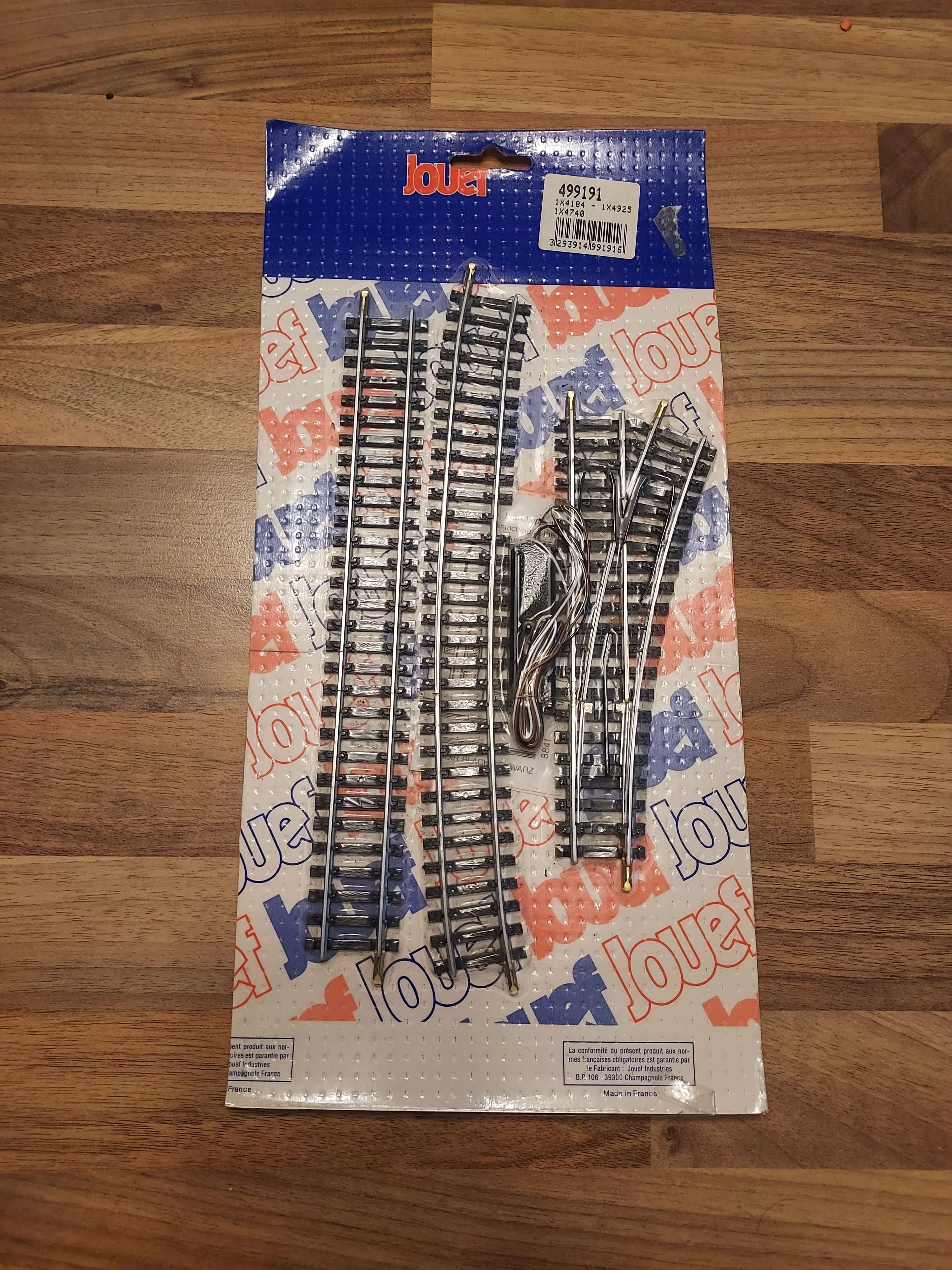 Jouef rail acier 1 aiguillage droit &eacute;clectique HO une droit une courbe 