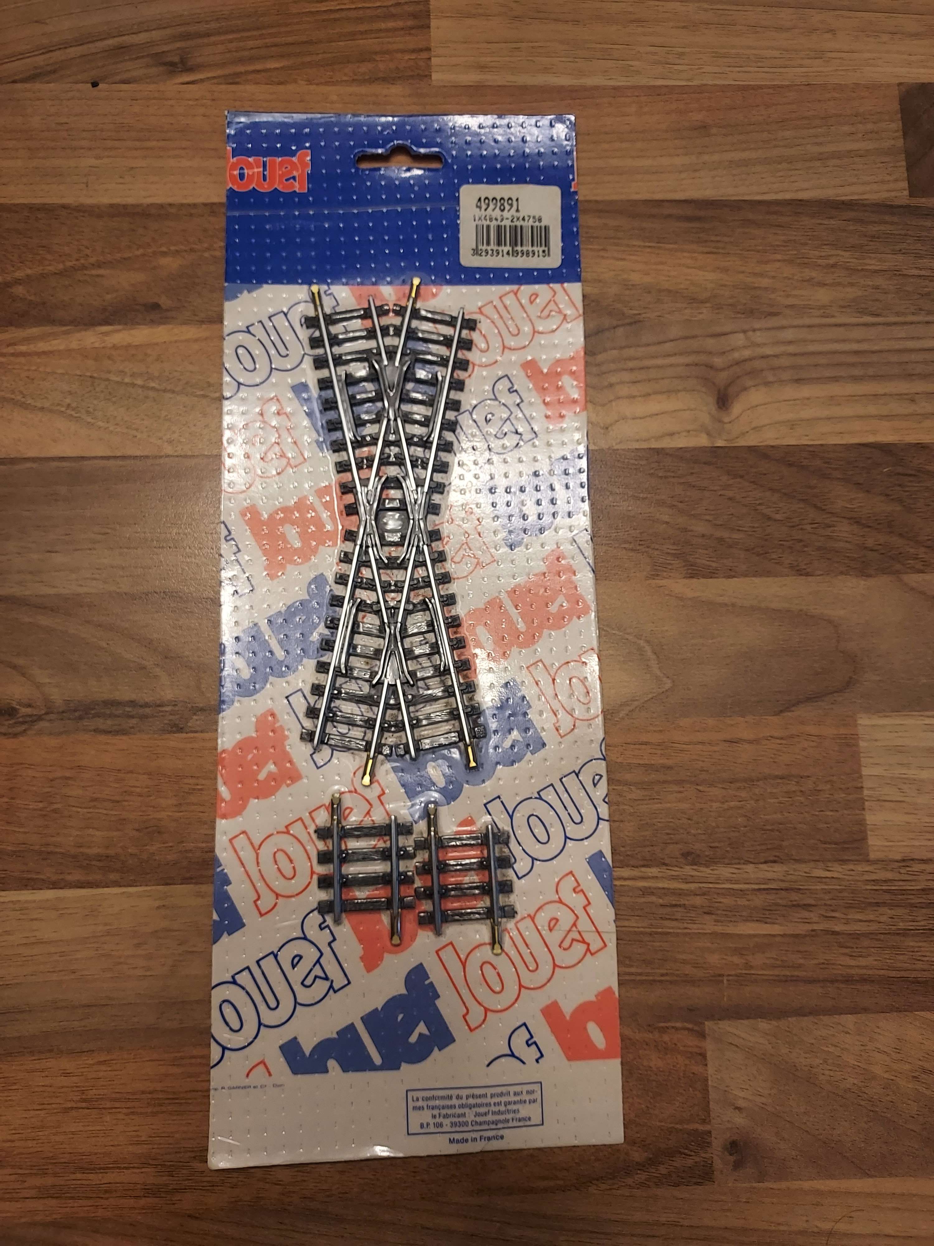 Jouef rail acier 1 croisement 2 petit rail droit HO 