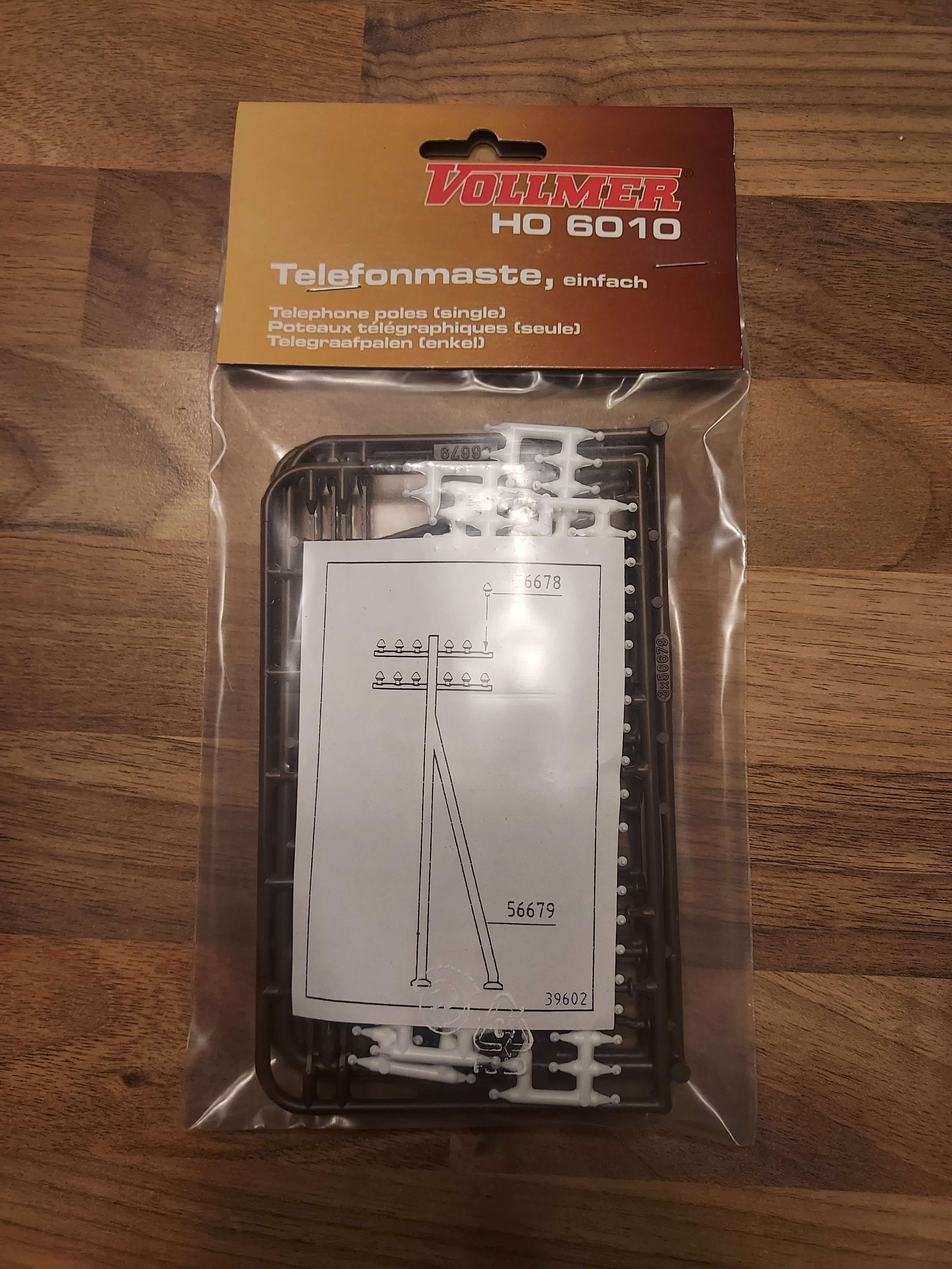 Vollmer HO 6010 poteaux t&eacute;l&eacute;graphiques seul  HO