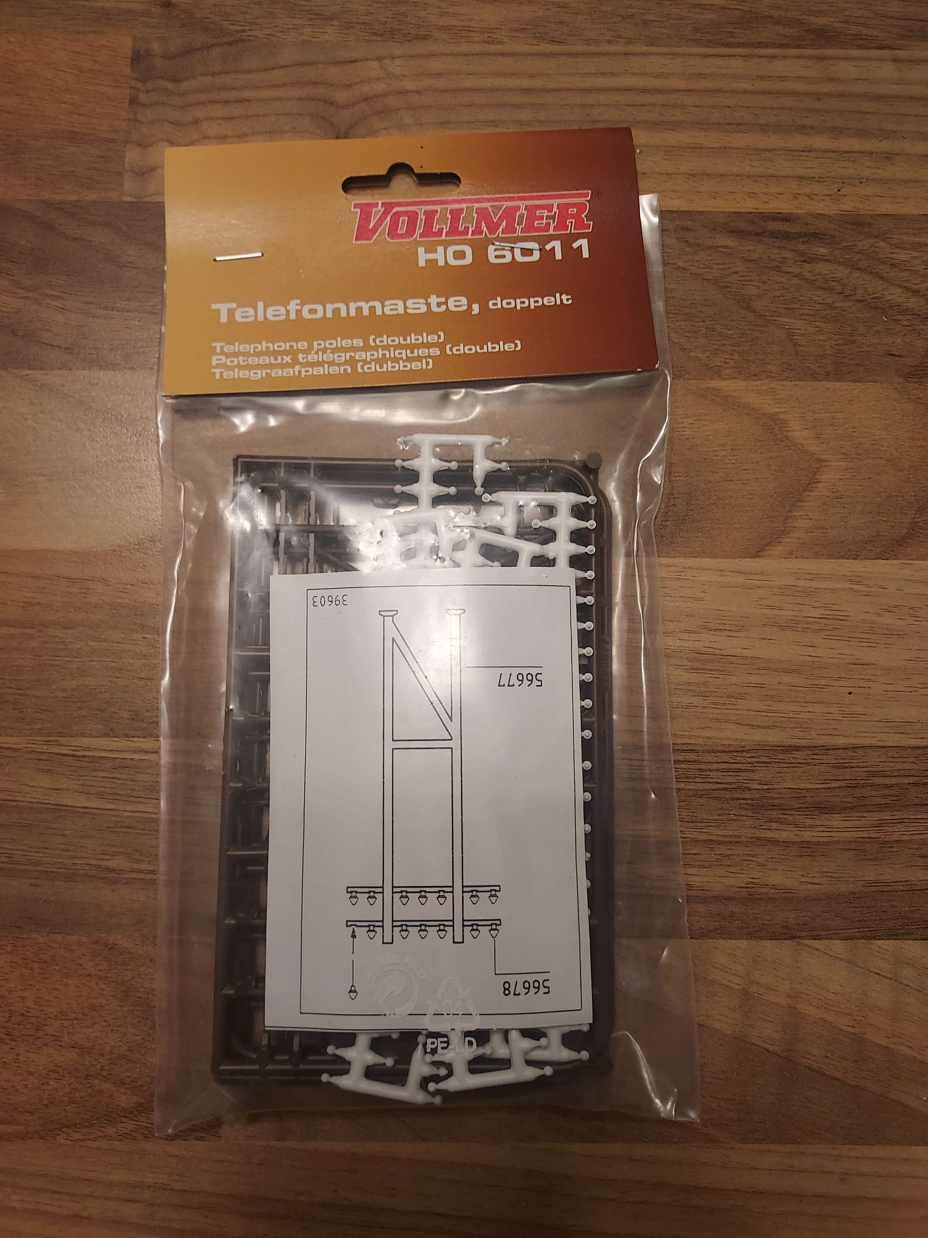 Vollmer HO 6011 poteaux t&eacute;l&eacute;graphiques double HO 