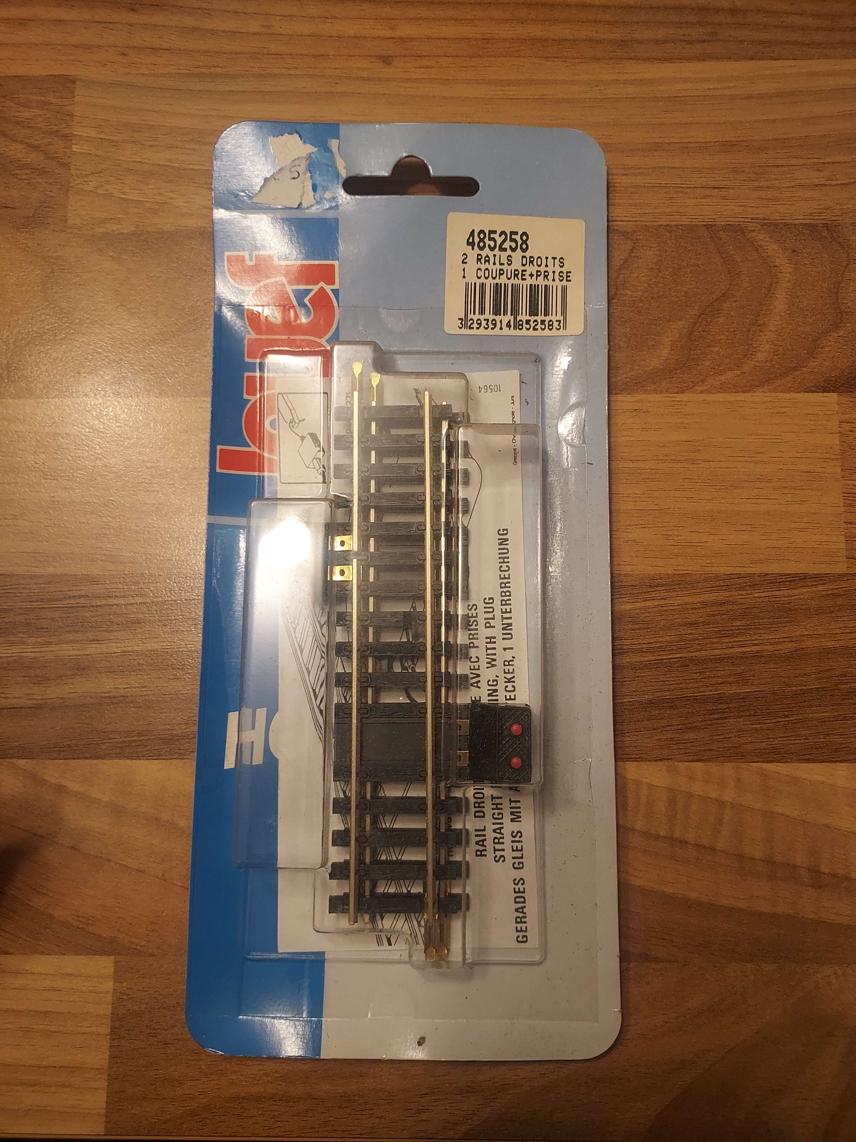 Jouef 2 rails droits 1 coupure plus prix HO ref 485258 neuf avec boite maillechort Ho