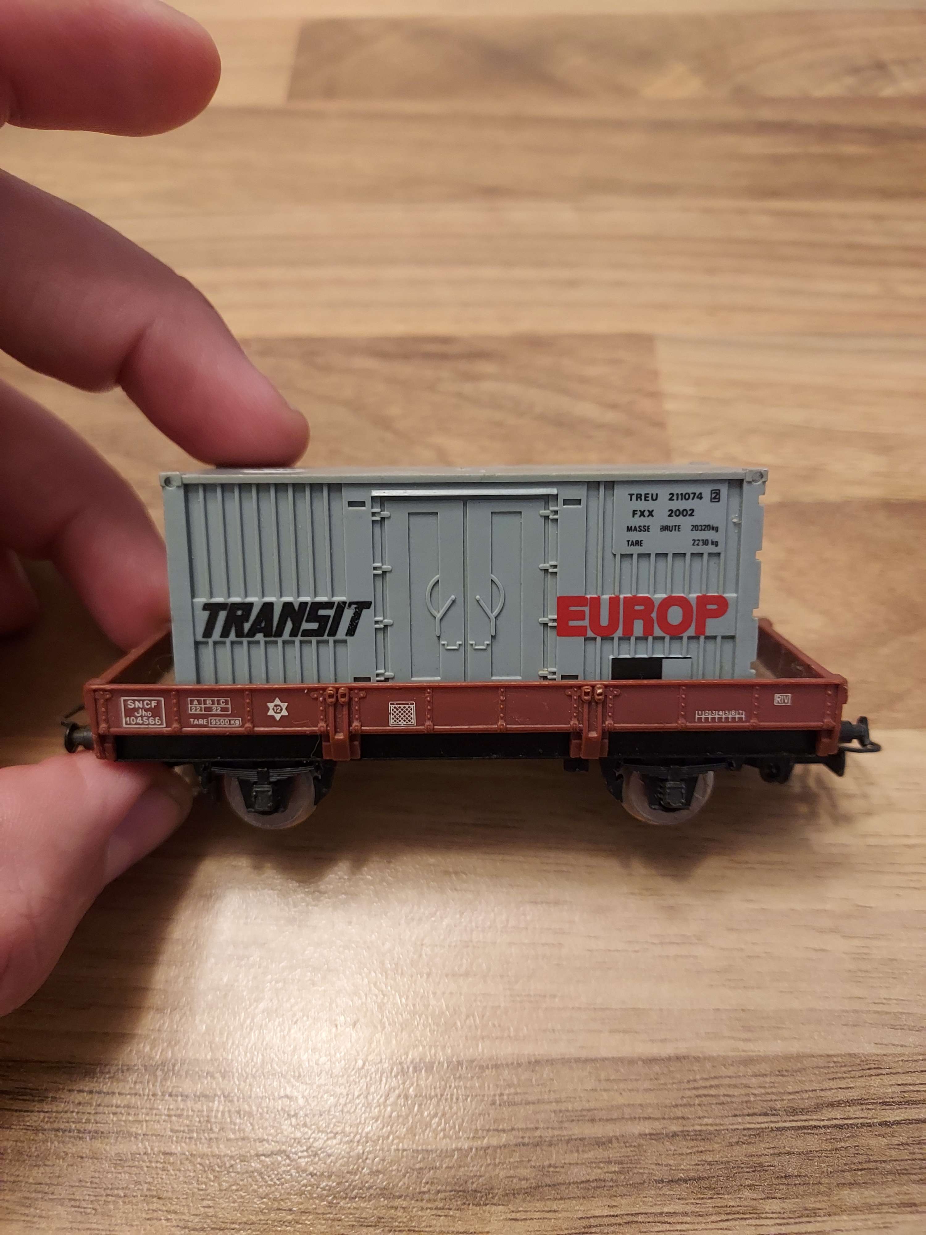 Jouef wagon plat porte container transit europ HO ref 336