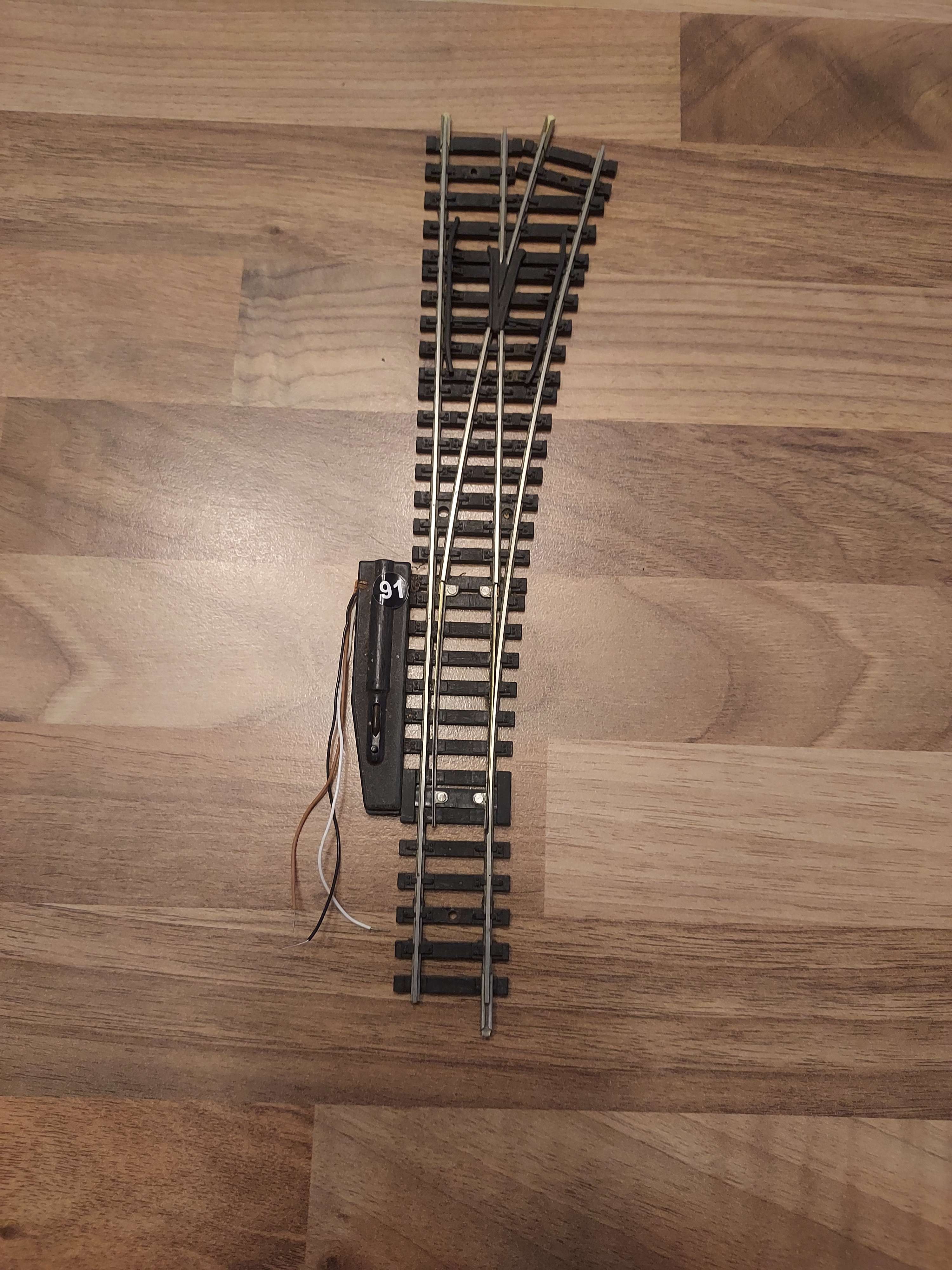 Jouef aiguillage long droit rails maillechort &eacute;lectrique Ho ref 91