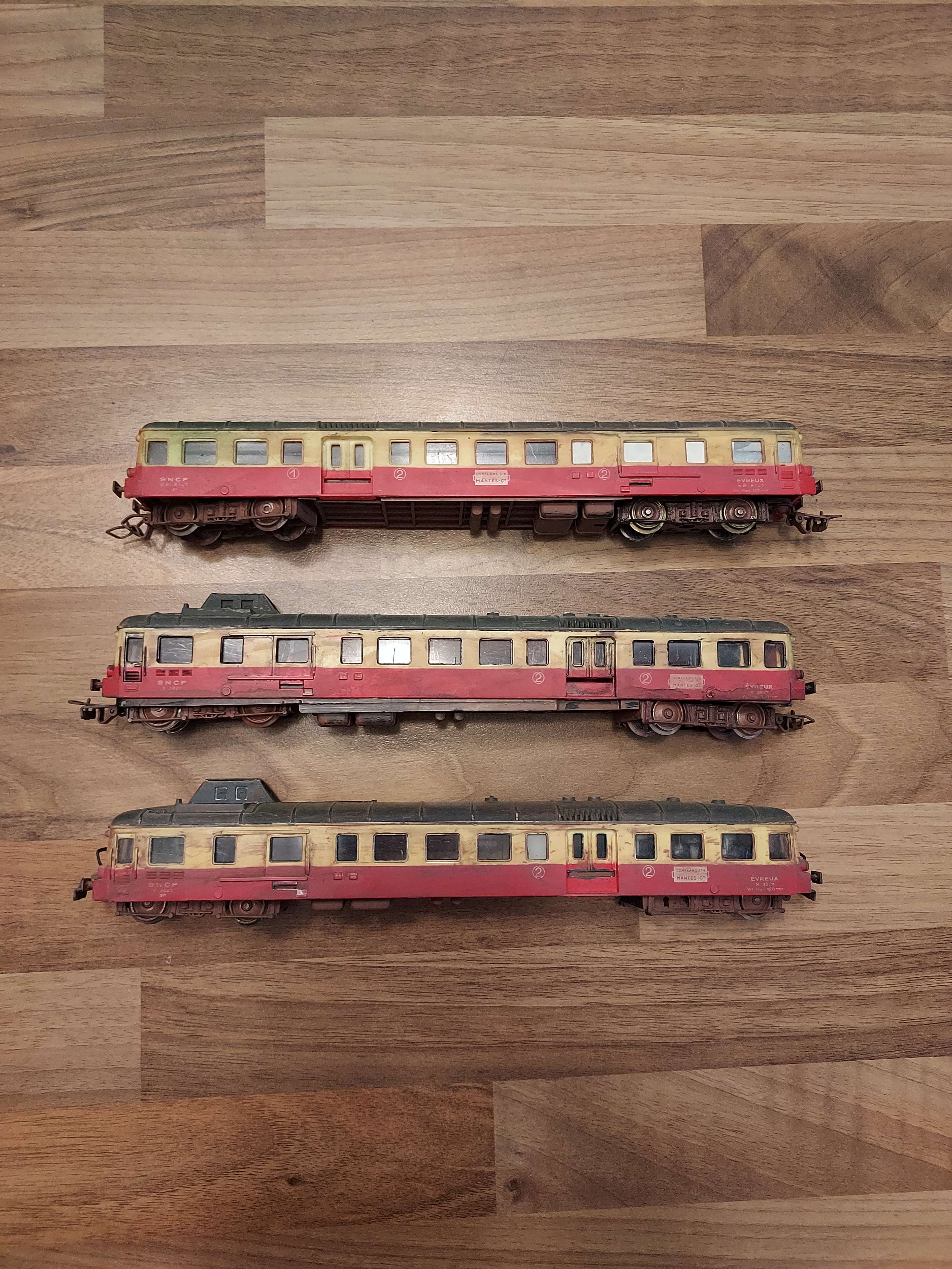 Jouef lot de 3 autorail picasso HO 