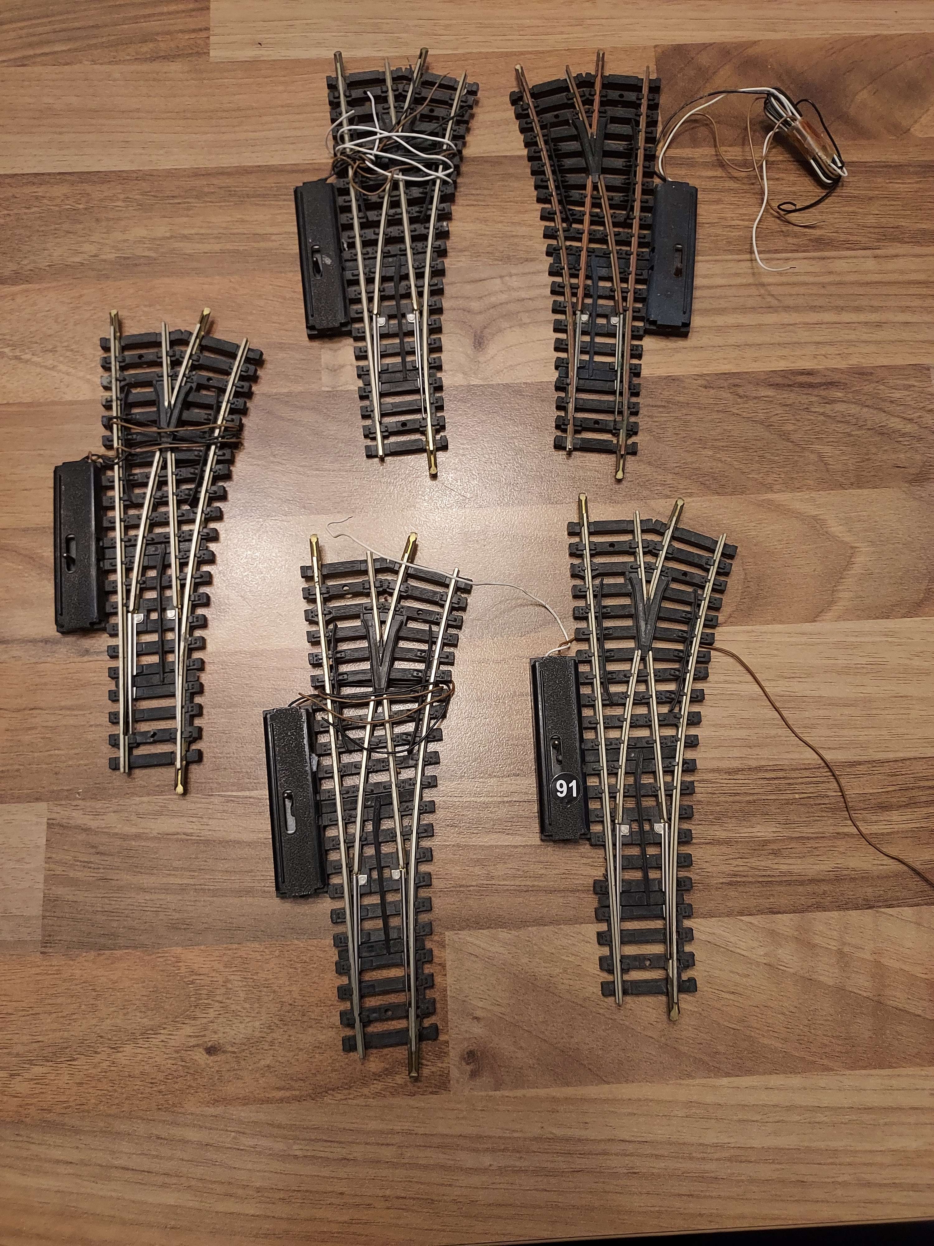 Jouef lot d'aiguillage gauche droit rails maillechort HO &eacute;lectrique ref 91