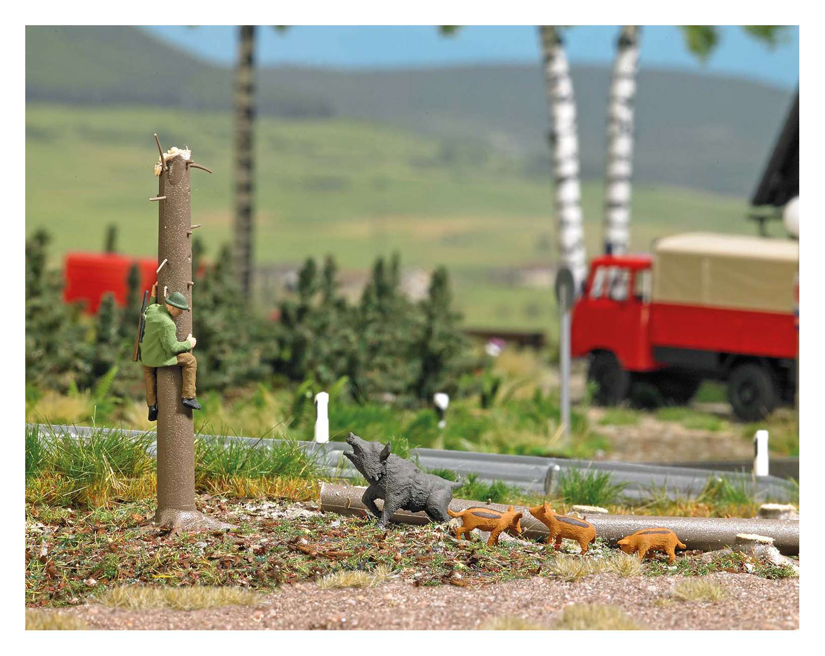 Chasseur poursuivi par un sanglier HO 1/87 Busch 7958